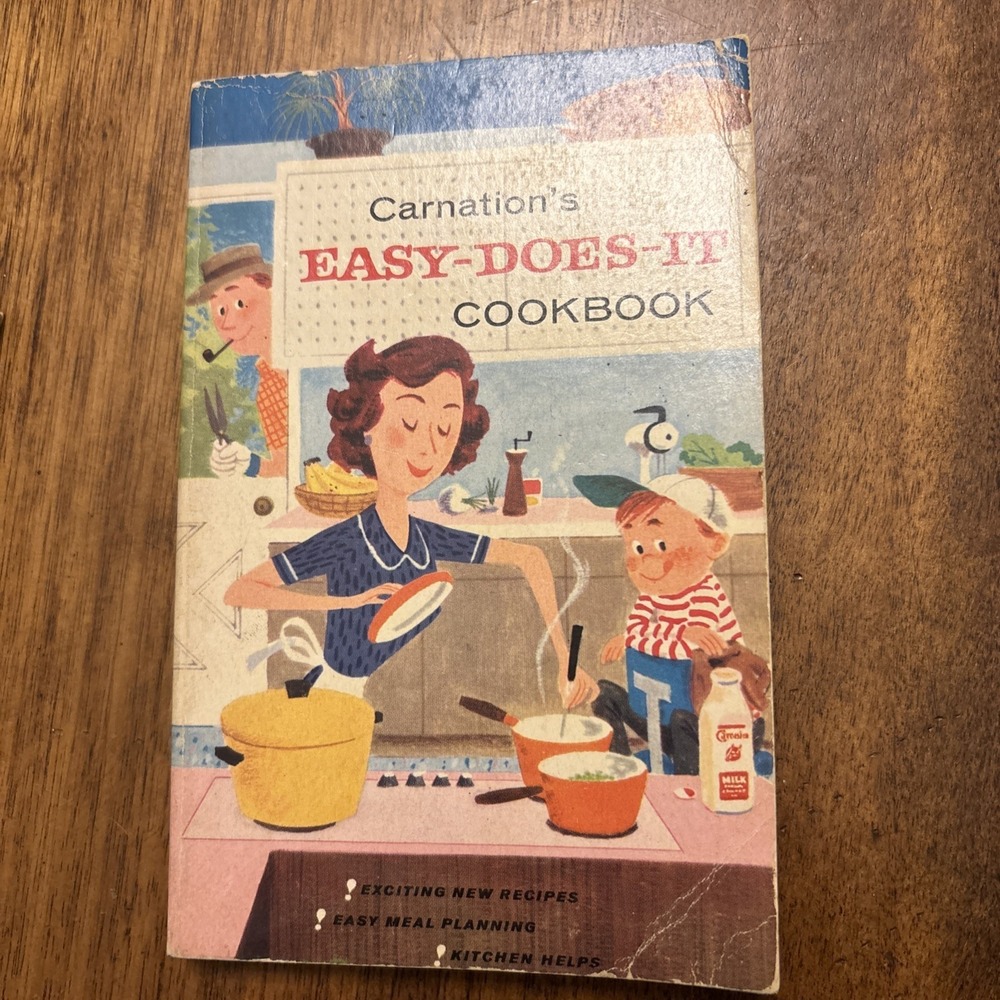 Vintage 1958 MMPB‎ Carnation's Easy-Does-It Cookbook Recipes Meals Kitchen Helps